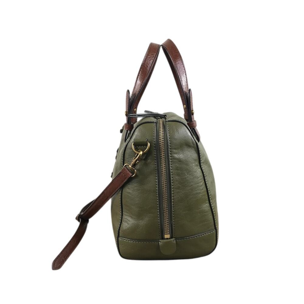 FOSSIL Cow Leather Rachel  Satchel Bag Olive Green Timeless Classic Office Retro - Picture 3 of 11